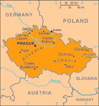 Map of Czech Republic | Kaart van Tsjechi