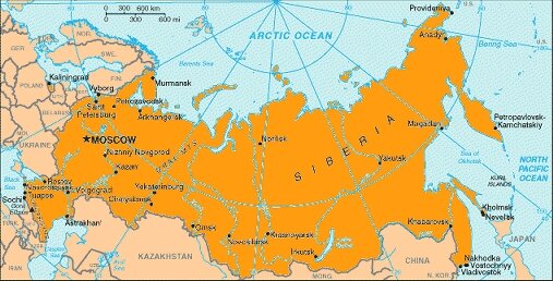 Map of Russia | Kaart van Ruslandije