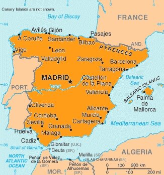 Map of Spain | Kaart van Spanje