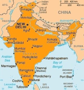 map India - kaart India