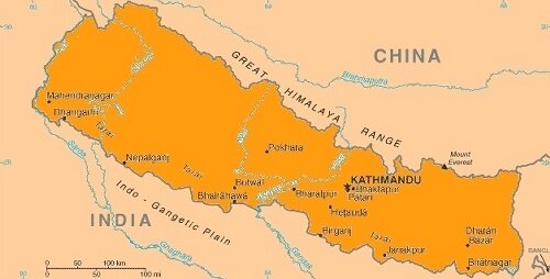 map Nepal - kaart Nepal