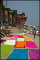Drying laundry along the Ganges