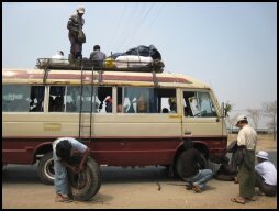 Our Bus with a flat Tire