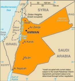Map Jordan - Kaart Jordanië