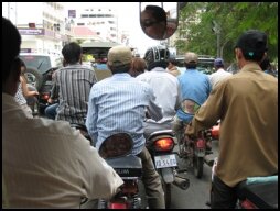Verkeersdrukte in Phnom Penh