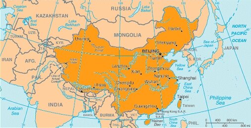 map China - kaart China