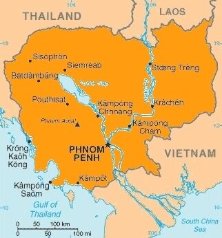 map Cambodia - kaart Cambodja