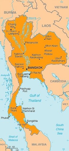 map Thailand - kaart Thailand