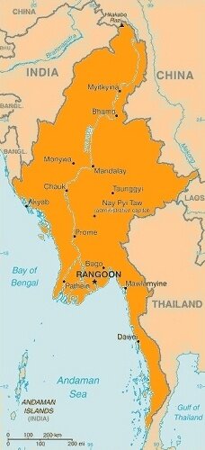 map Burma - kaart Birma
